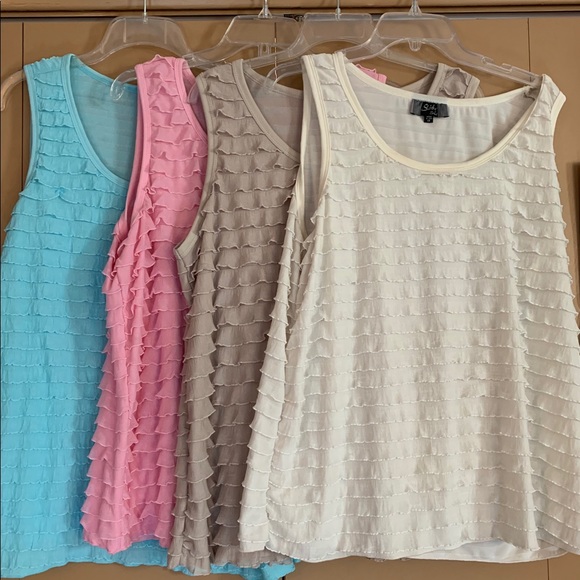 Slinky Brand Tops - HOLIDAY SALE! 🎁Slinky sleeveless ruffle blouses